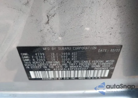 2023 Subaru Impreza Sport z USA, uszkodzony, nr VIN 4S3GKAL63P3605007